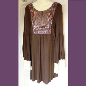 Bellamie Boho Fringe Sleeve Dress/Tunic Small New